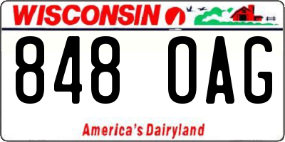WI license plate 848OAG
