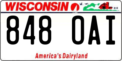 WI license plate 848OAI