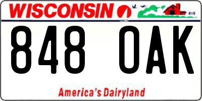 WI license plate 848OAK