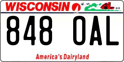 WI license plate 848OAL