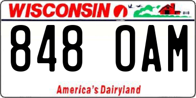 WI license plate 848OAM