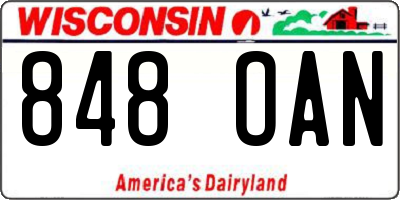 WI license plate 848OAN