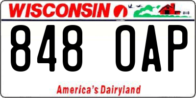 WI license plate 848OAP