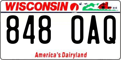 WI license plate 848OAQ