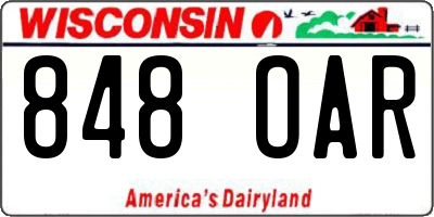 WI license plate 848OAR