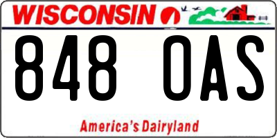 WI license plate 848OAS