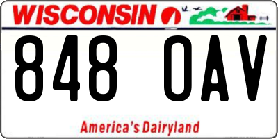 WI license plate 848OAV