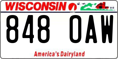WI license plate 848OAW