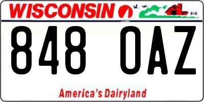 WI license plate 848OAZ