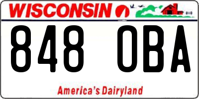 WI license plate 848OBA