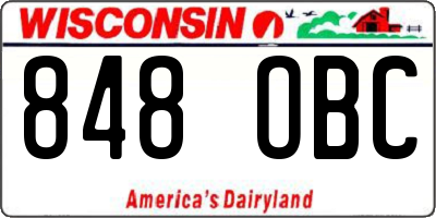 WI license plate 848OBC