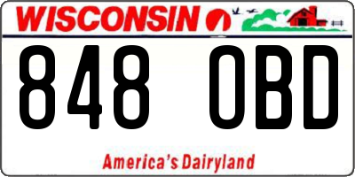 WI license plate 848OBD
