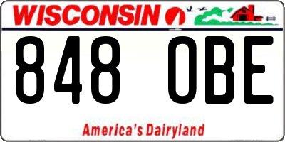 WI license plate 848OBE