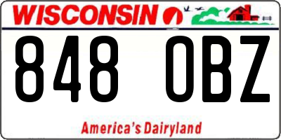 WI license plate 848OBZ