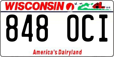 WI license plate 848OCI