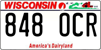 WI license plate 848OCR