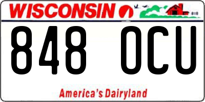 WI license plate 848OCU