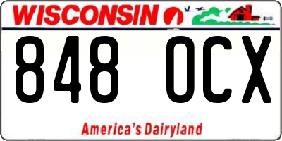 WI license plate 848OCX