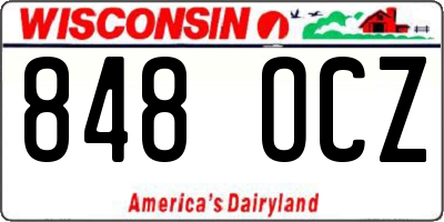 WI license plate 848OCZ