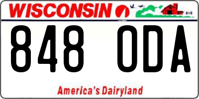 WI license plate 848ODA
