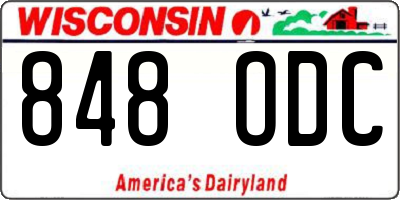 WI license plate 848ODC