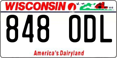 WI license plate 848ODL