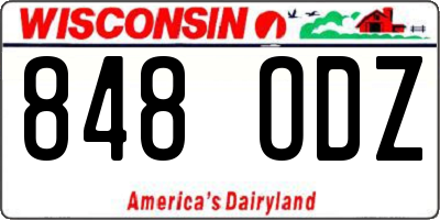 WI license plate 848ODZ