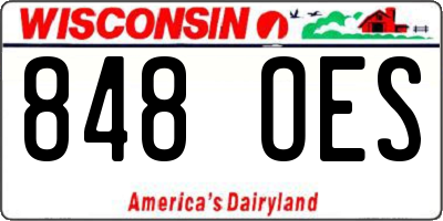 WI license plate 848OES