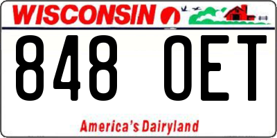 WI license plate 848OET