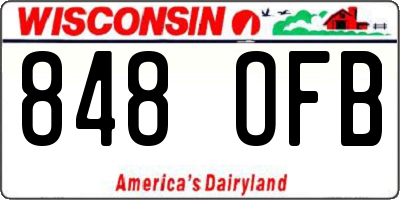 WI license plate 848OFB