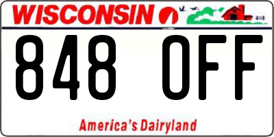 WI license plate 848OFF