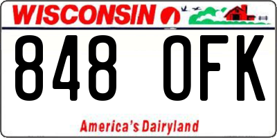 WI license plate 848OFK