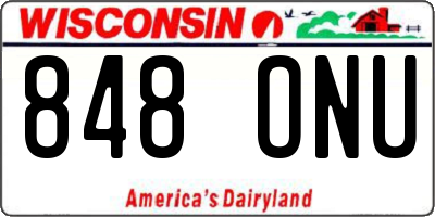 WI license plate 848ONU