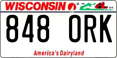 WI license plate 848ORK