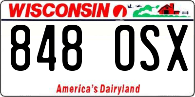 WI license plate 848OSX