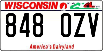 WI license plate 848OZV