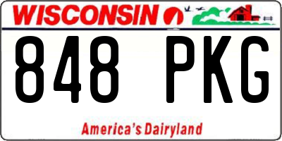 WI license plate 848PKG