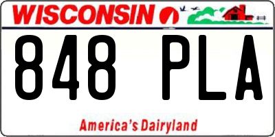 WI license plate 848PLA