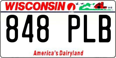 WI license plate 848PLB