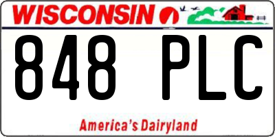 WI license plate 848PLC