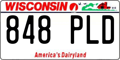 WI license plate 848PLD
