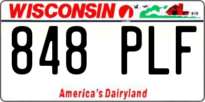 WI license plate 848PLF
