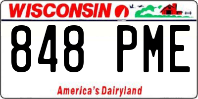 WI license plate 848PME