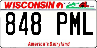 WI license plate 848PML