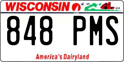 WI license plate 848PMS