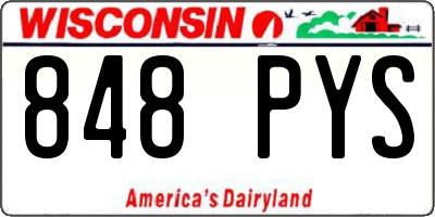 WI license plate 848PYS
