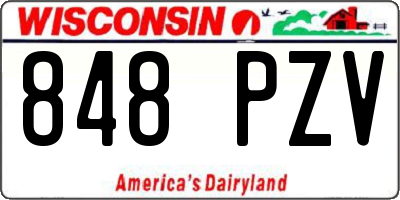 WI license plate 848PZV