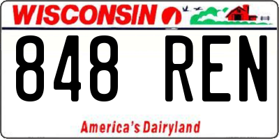 WI license plate 848REN