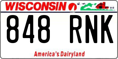 WI license plate 848RNK