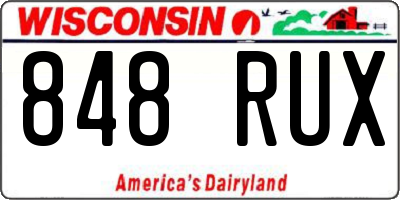 WI license plate 848RUX